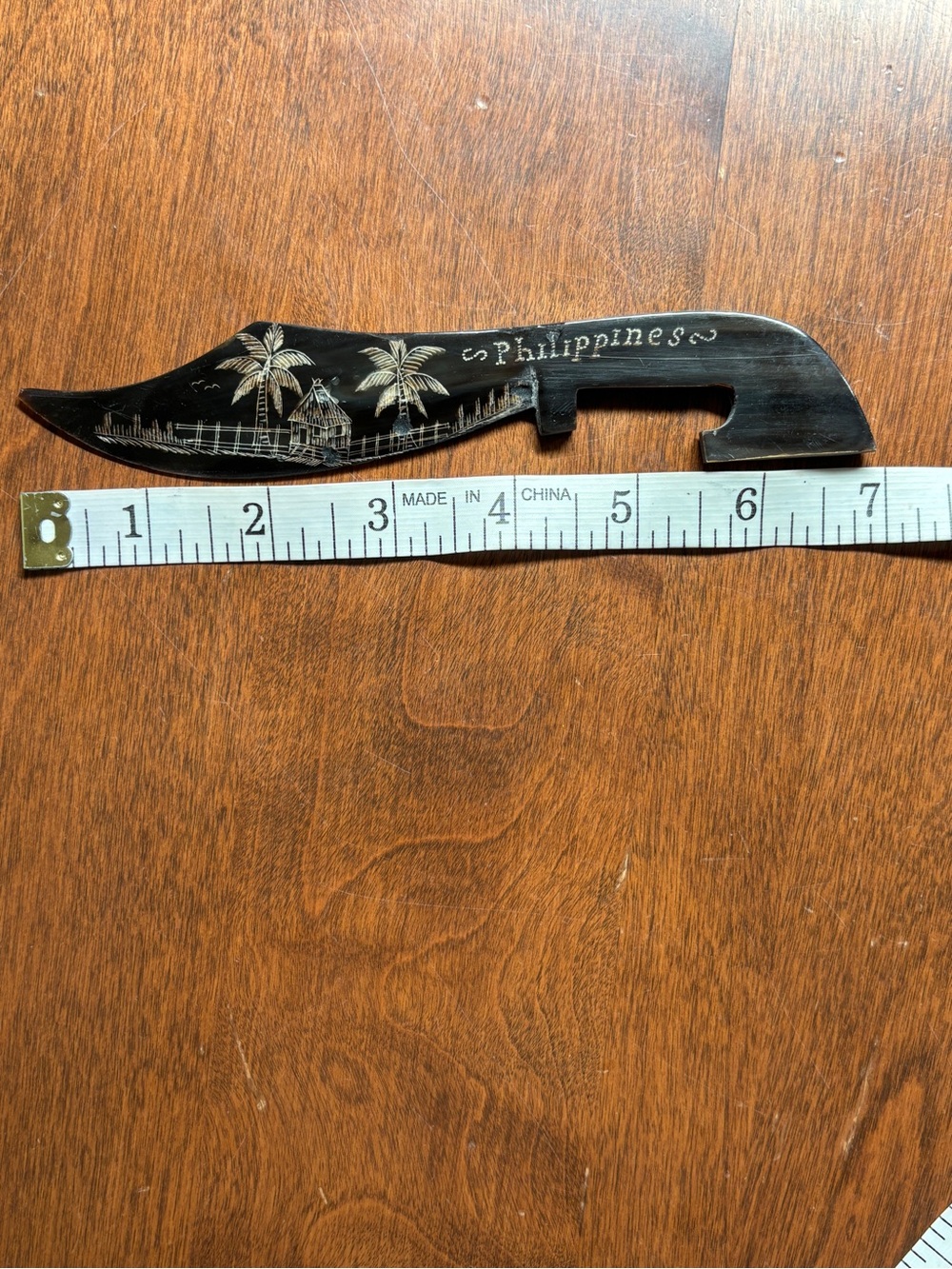 Philippines Carved Wood Bottle Opener Key Tool - Black
